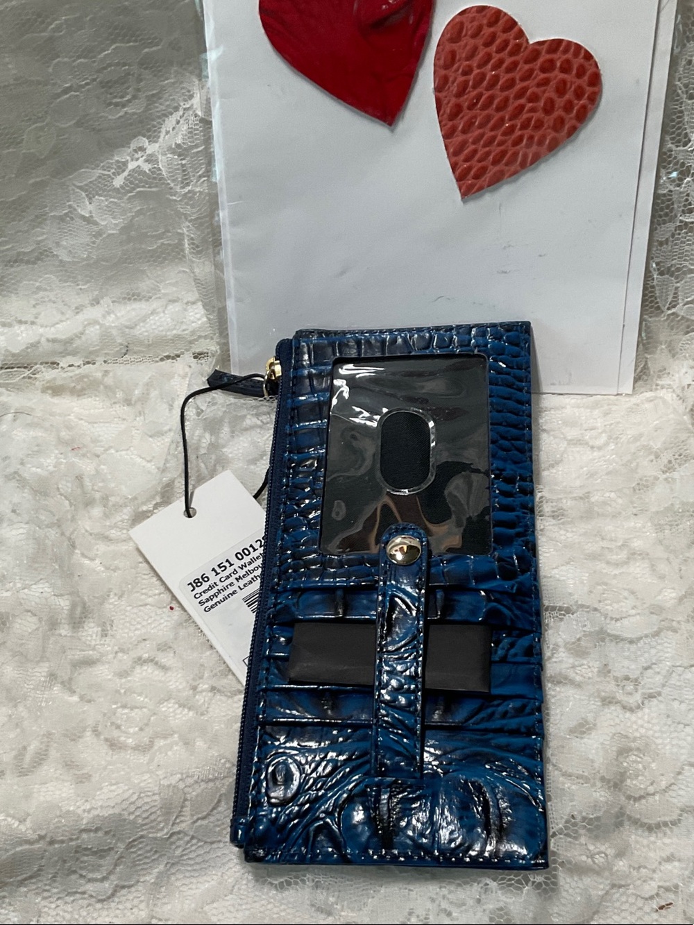 NWT BRAHMIN SAPPHIRE Blue CREDIT CARD WALLET with ID Window